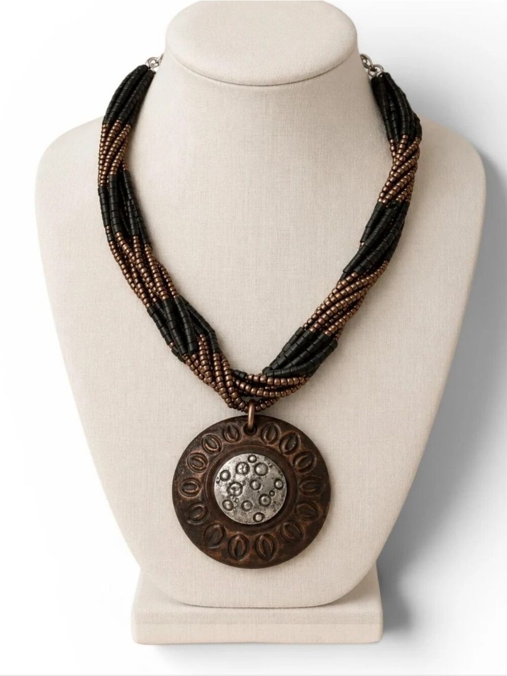 Chico’s Glitter Bronze Sunflower Statement Necklace